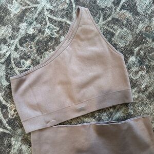 SET ACTIVE Taupe/Mauve Activewear Sports Bra and Leggings